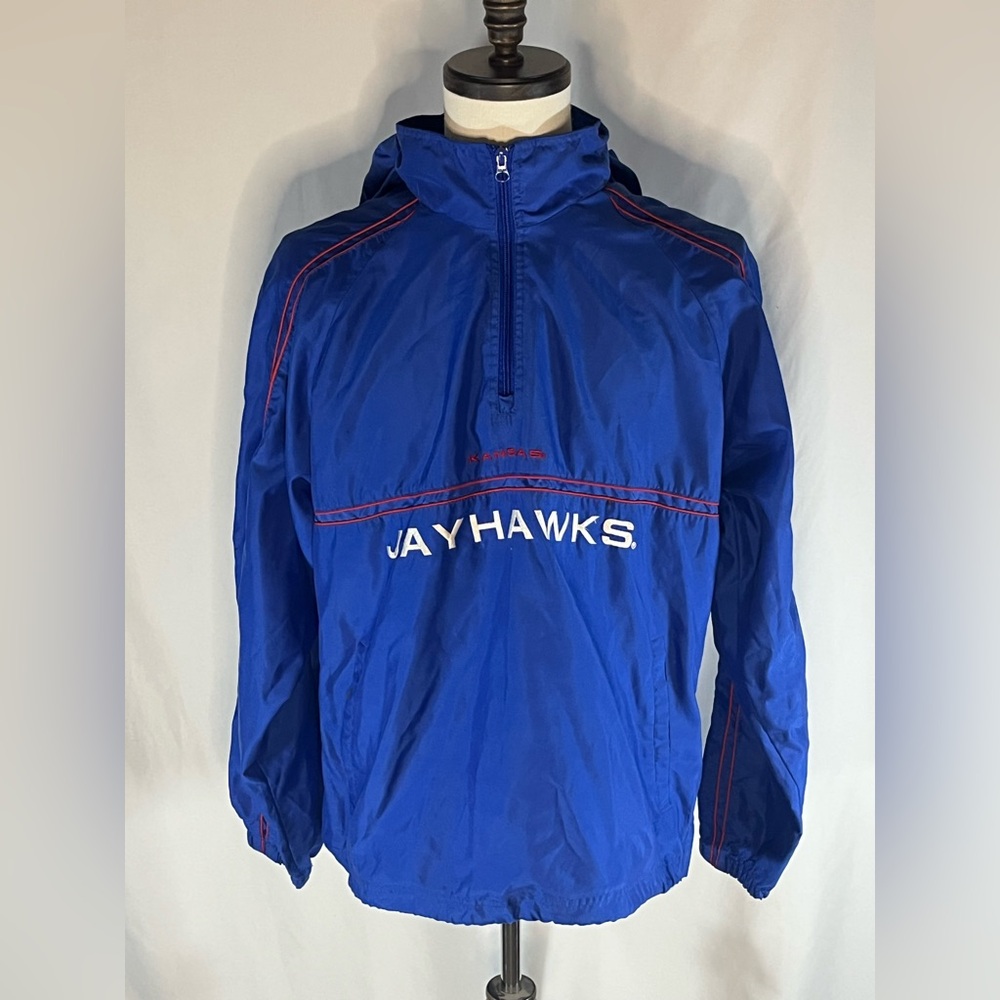 Red Oak Sportswear Kansas Jayhawks 1/4 Vintage Anorak Windbreaker Jacket